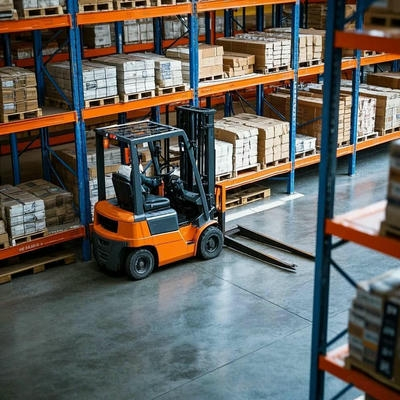 Вилочный погрузчик на складе